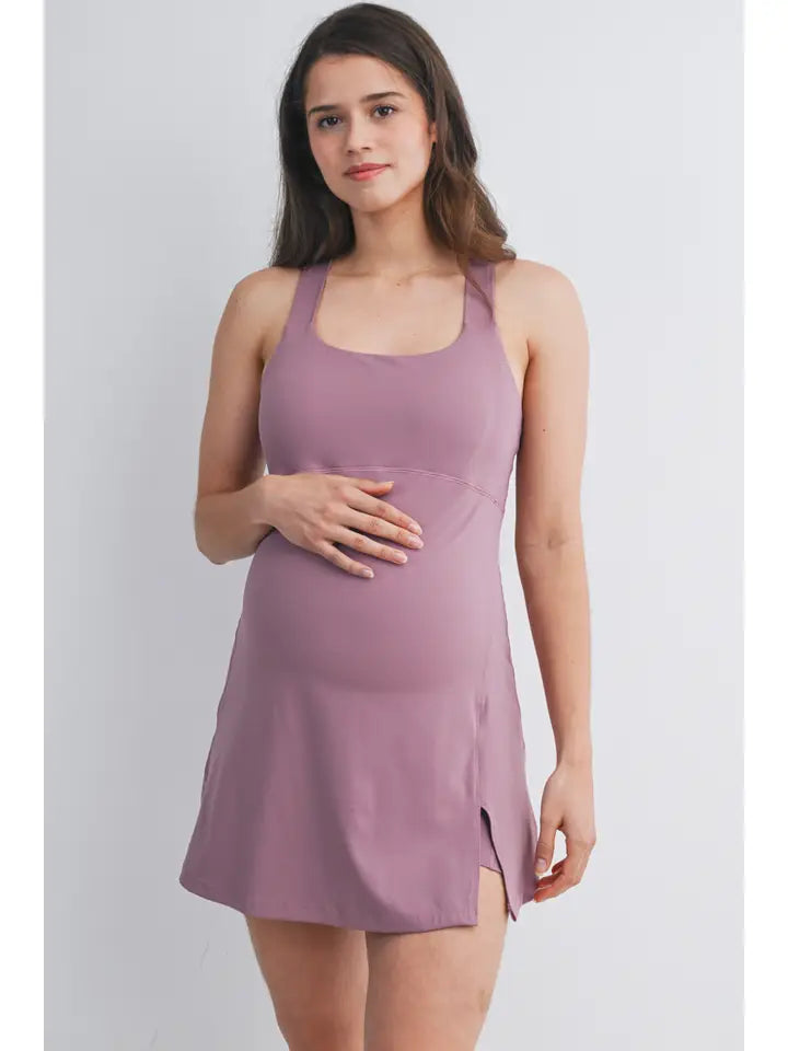 Racerback Active Maternity Mini Dress with Inner Shorts